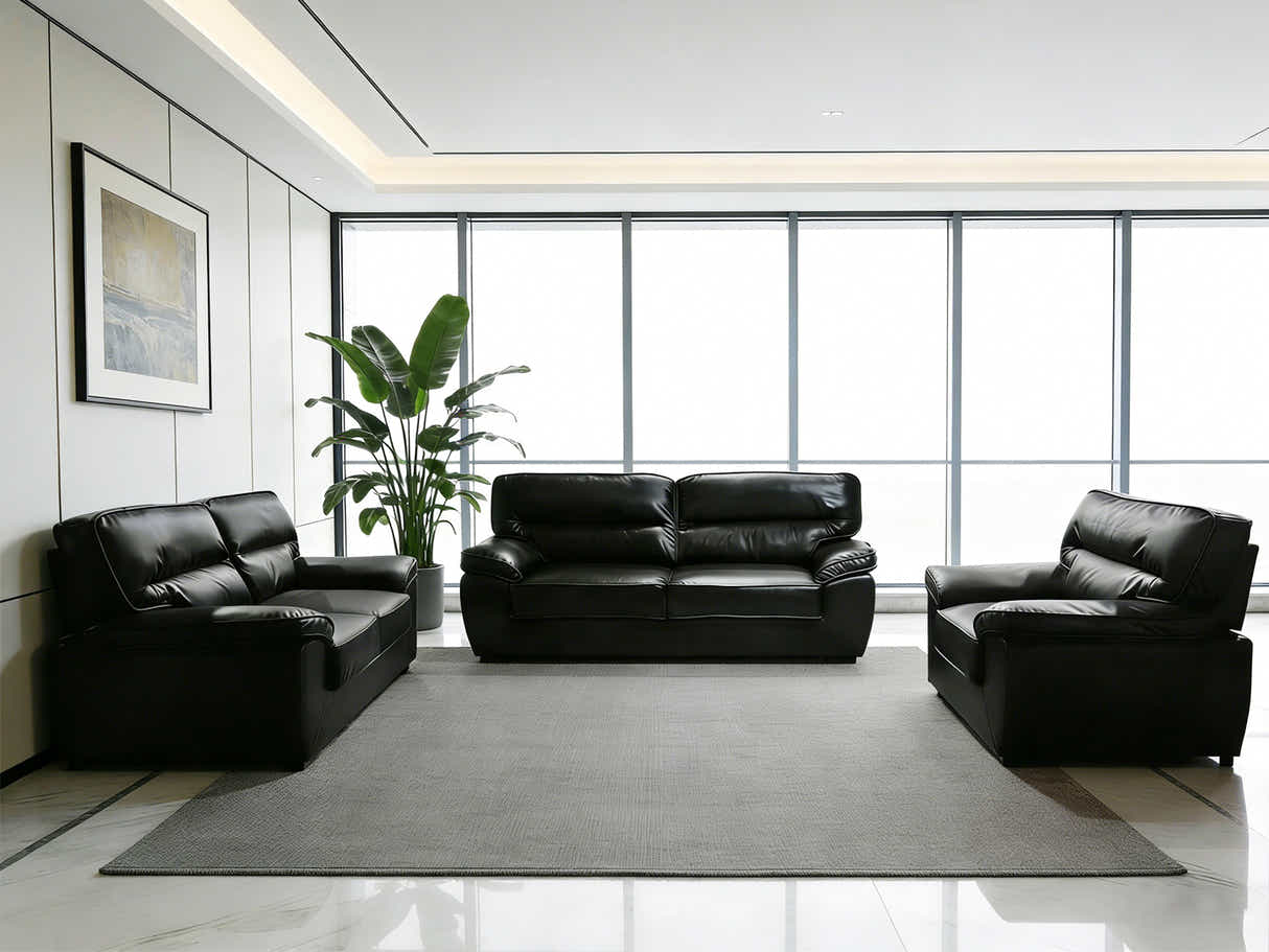 Zonny 3PC Sofa Set PU - Black