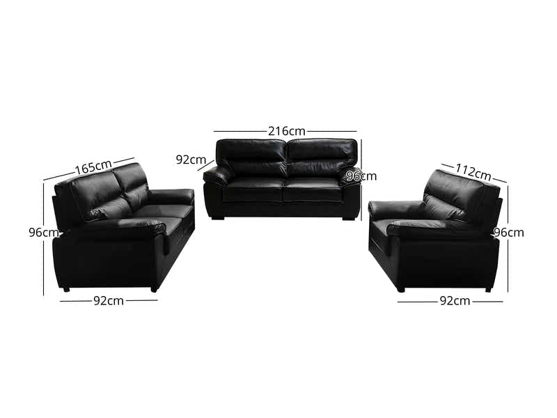 Zonny 3PC Sofa Set PU - Black