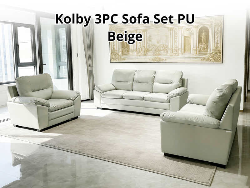 Kolby 3PC Sofa Set PU - Beige
