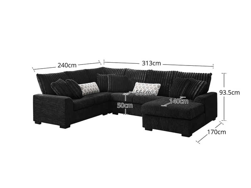 Voiron Sectional Sofa Black