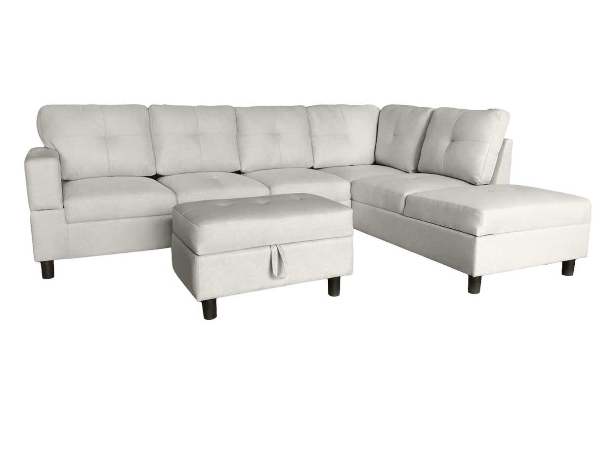 Vega Sectional Sofa with Ottoman Linen - Beige