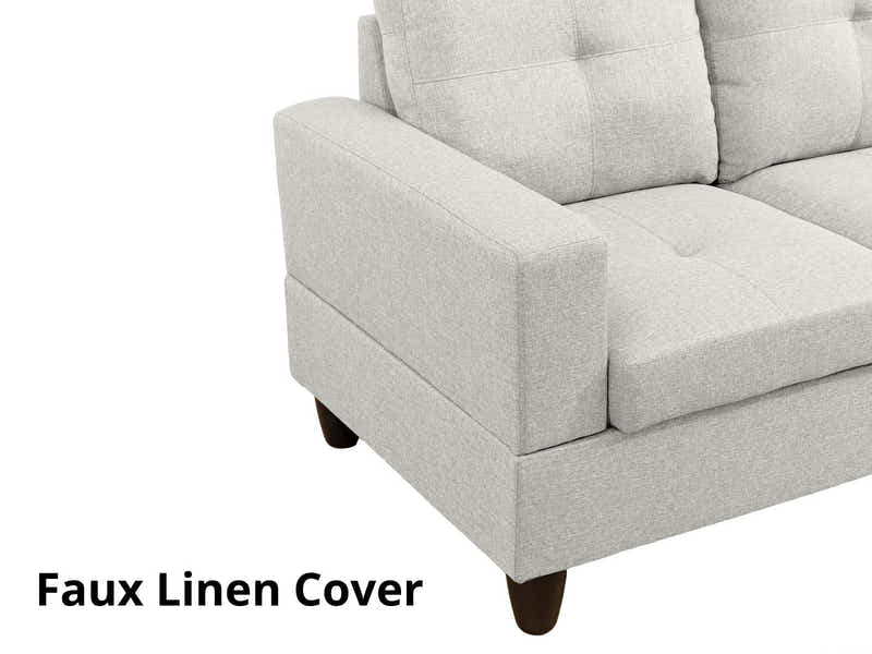 Vega Sectional Sofa with Ottoman Linen Beige