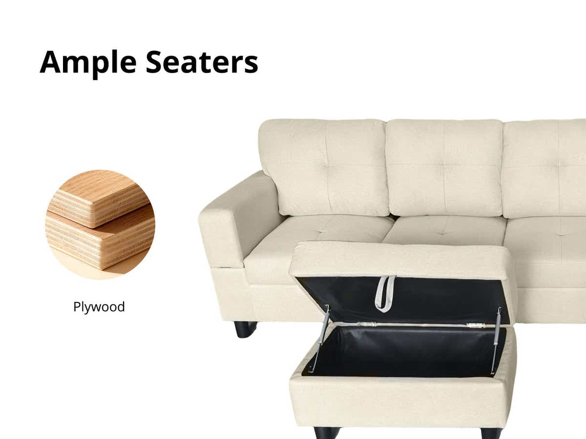 DS New Vega Sectional Sofa with Ottoman PU Beige