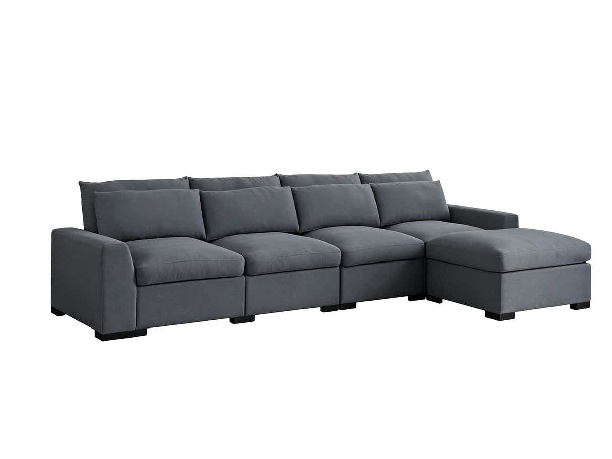 DS Savile Sectional Sofa With Ottoman Dark Grey