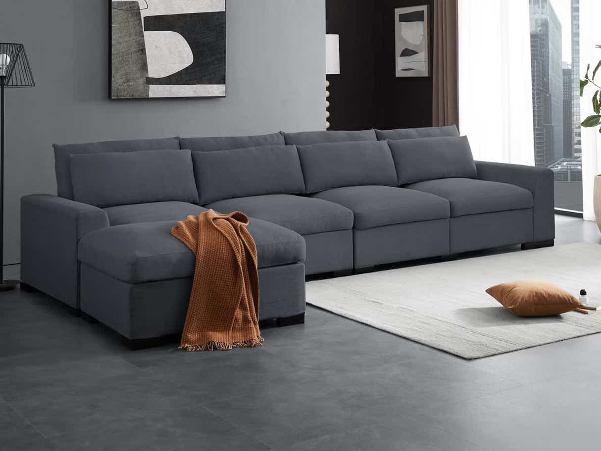 DS Savile Sectional Sofa With Ottoman Dark Grey