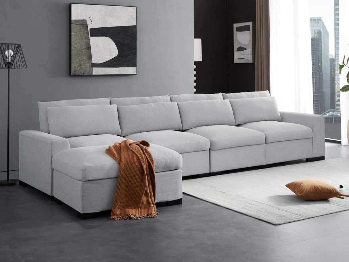 DS Savile Sectional Sofa With Ottoman Light Grey