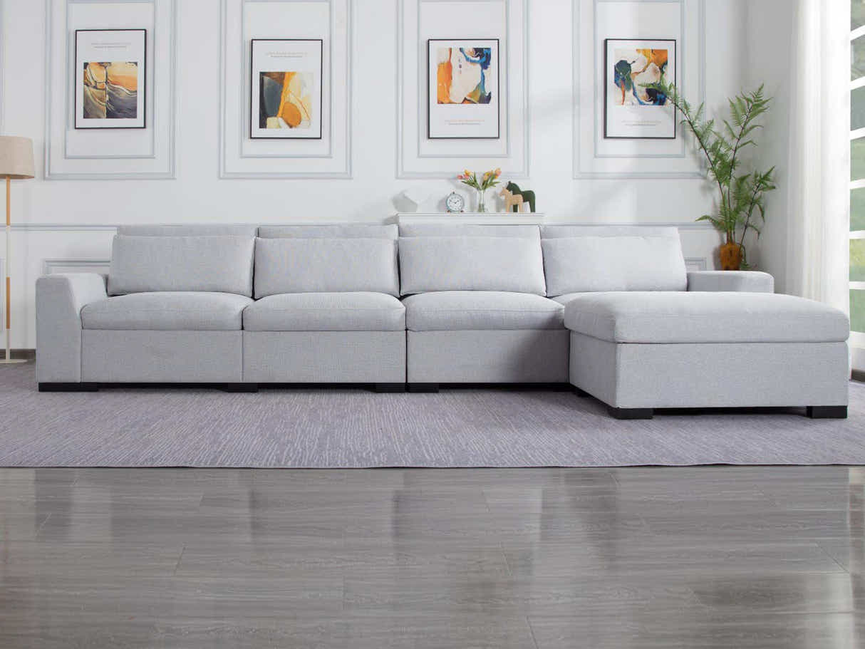 DS Savile Sectional Sofa With Ottoman Light Grey