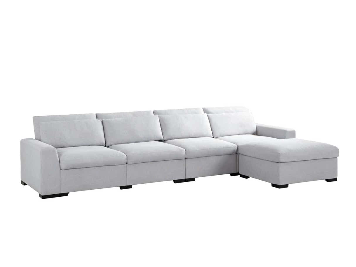 DS Savile Sectional Sofa With Ottoman Light Grey