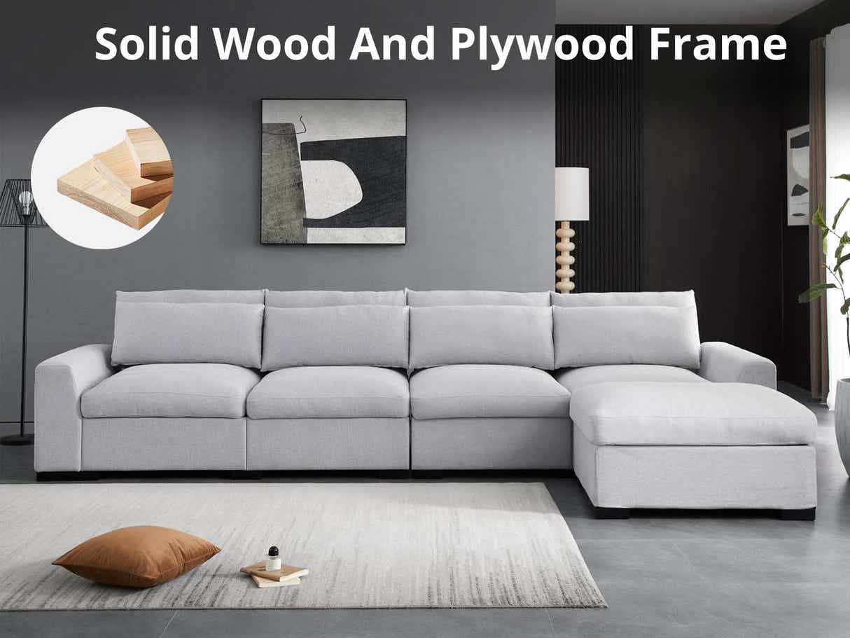 DS Savile Sectional Sofa With Ottoman Light Grey