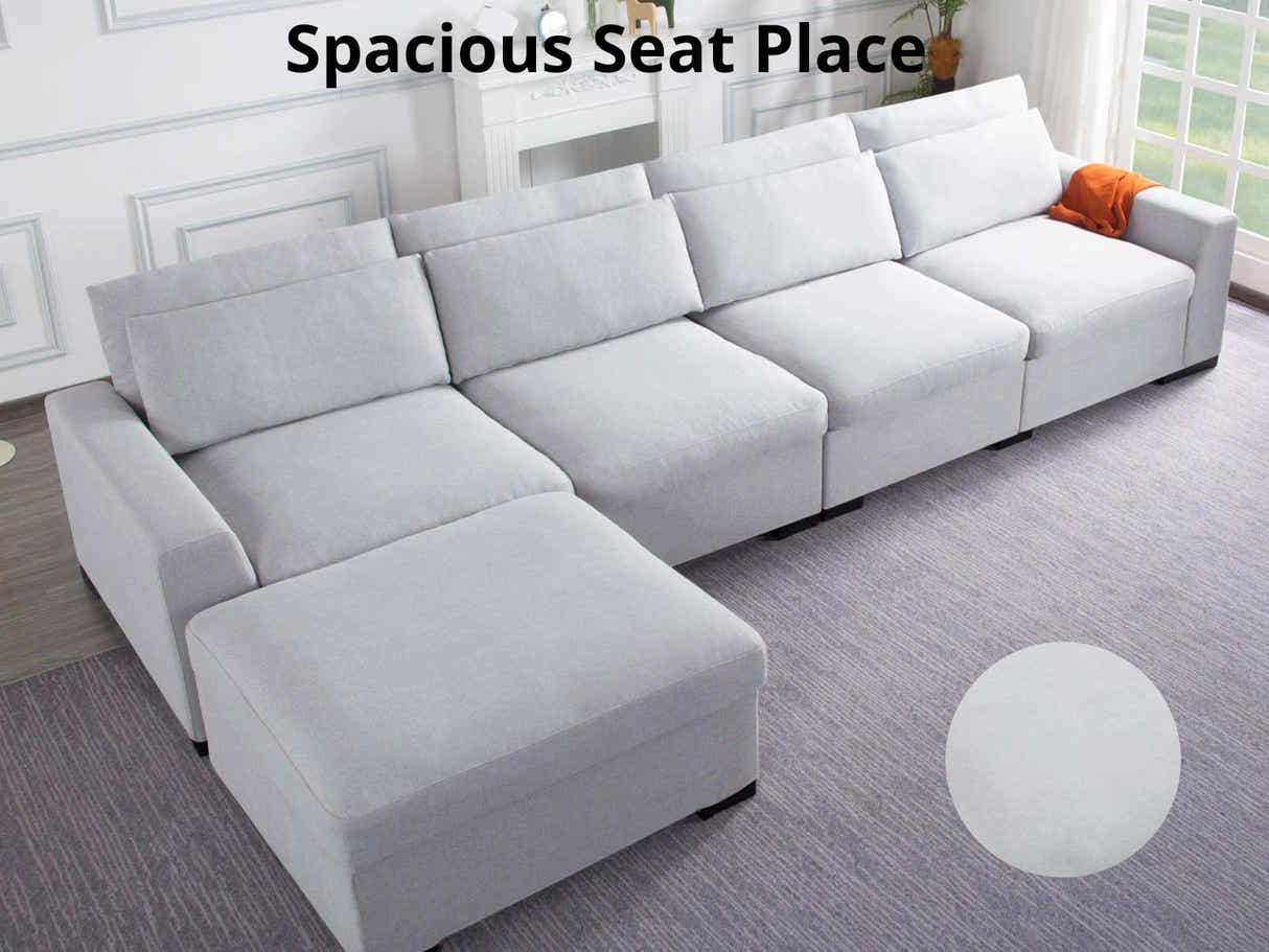 DS Savile Sectional Sofa With Ottoman Light Grey