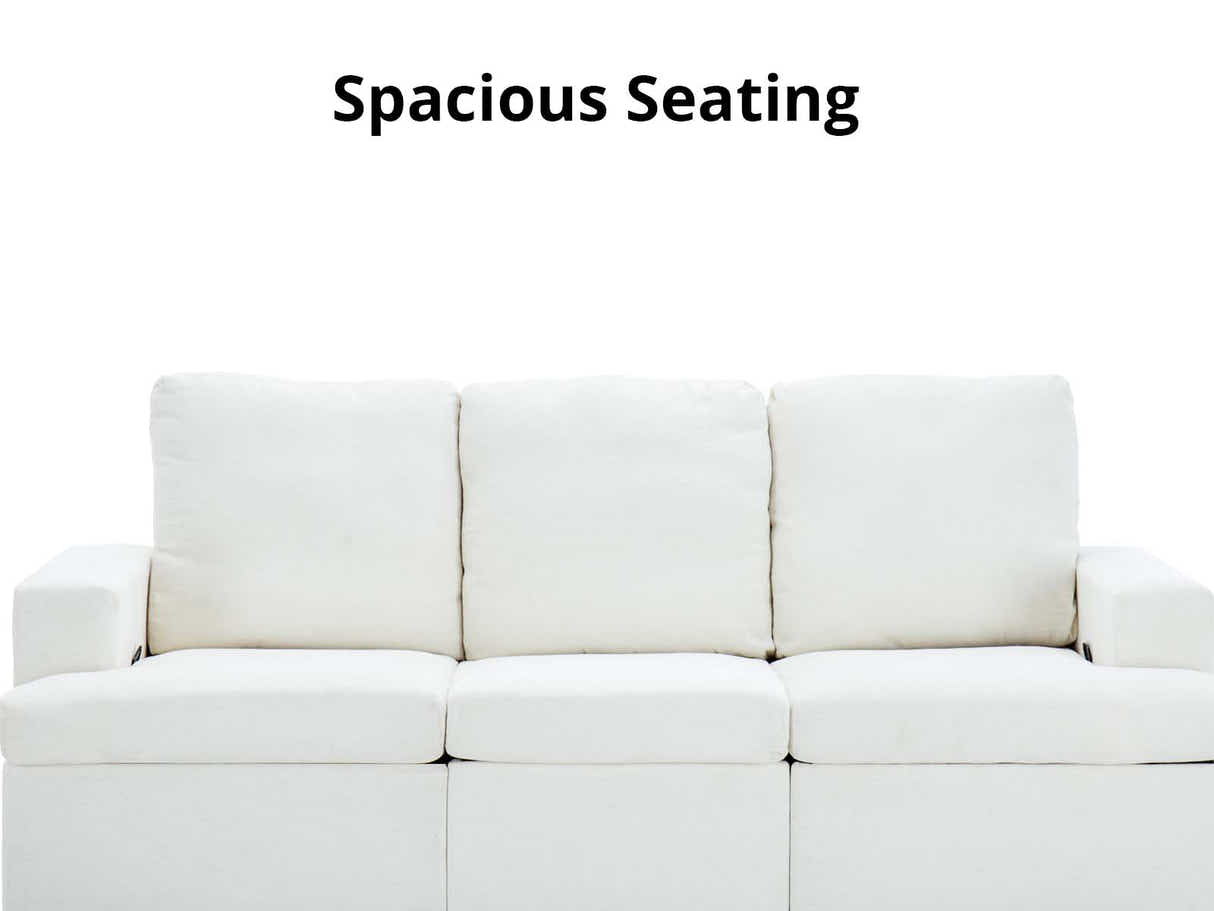 DS Kurtan Chenille Reclining 3 Seater Sofa Cream