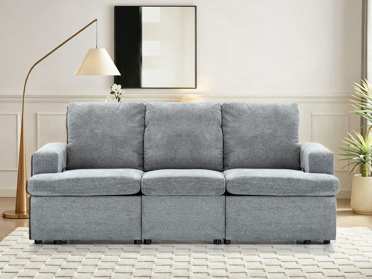 DS Kurtan Chenille Reclining 3 Seater Sofa Dark Grey