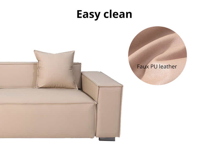 Loretta PU Leather Sofa - Beige