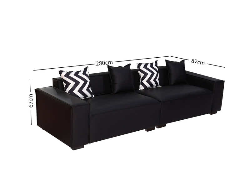 Loretta PU Leather Sofa - Black