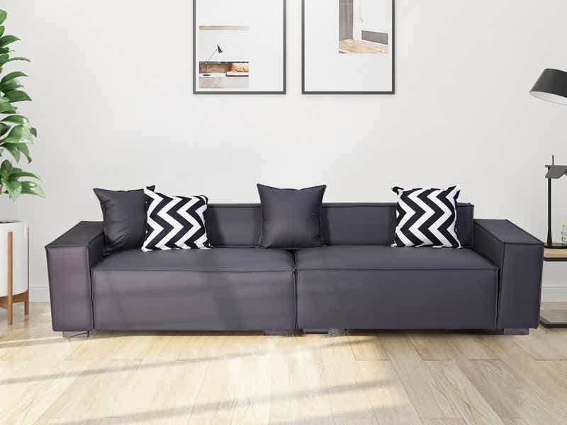 Loretta PU Leather Sofa - Grey