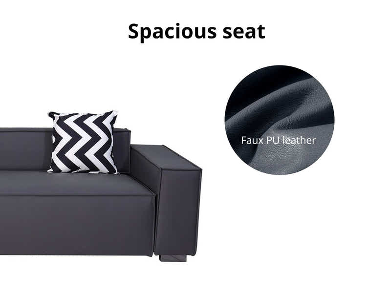 Loretta PU Leather Sofa - Grey