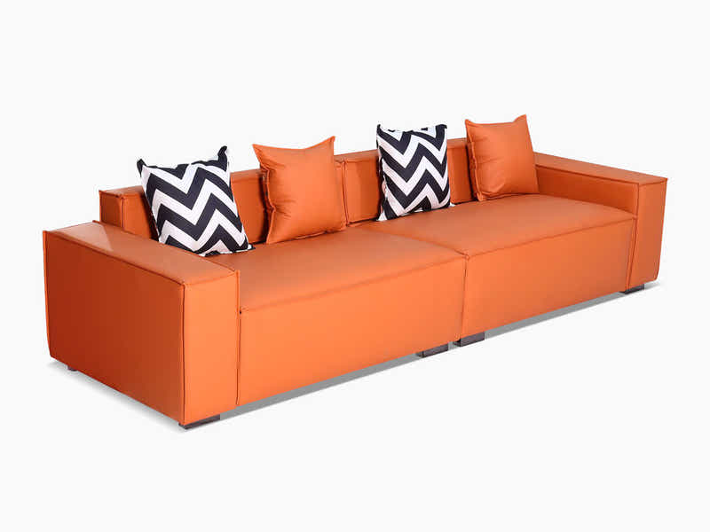 Loretta PU Leather Sofa - Orange