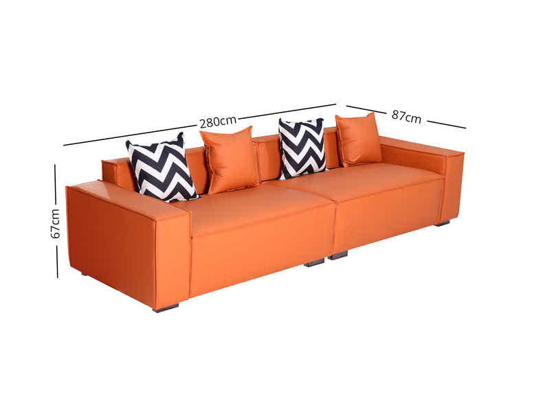 Loretta PU Leather Sofa - Orange