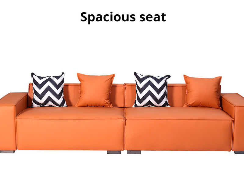 Loretta PU Leather Sofa - Orange