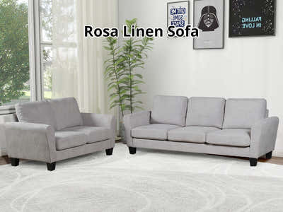 Rosa Linen Sofa Set Grey