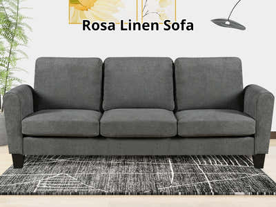 Rosa Linen Sofa Grey3184