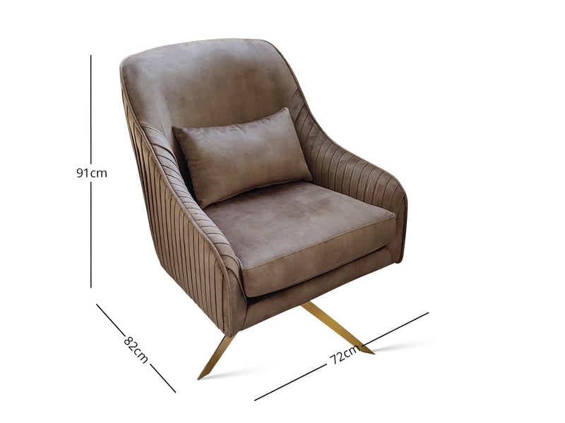 Velvet Swivel Accent Chair - Light Brown