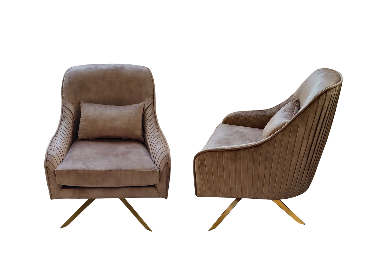 Velvet Swivel Accent Chair - Light Brown