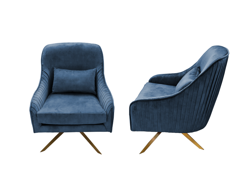 Velvet Swivel Accent Chair - Navy
