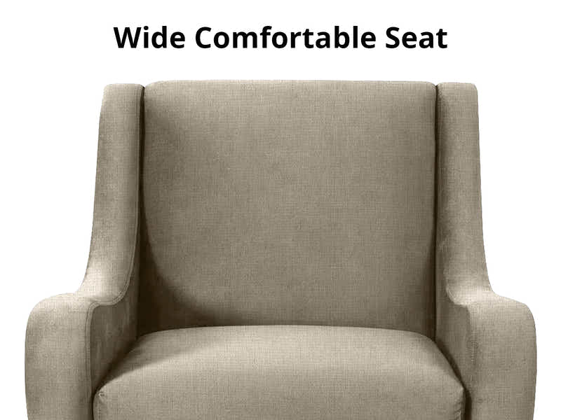 Linen Accent Chair with Curved Arms - Beige Grey