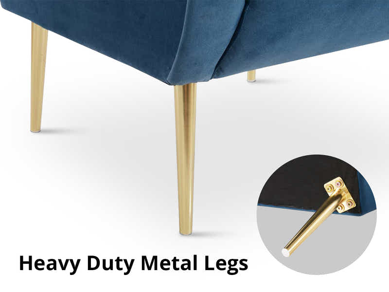 Velvet Accent Chair with Curved Arms - Light Blue