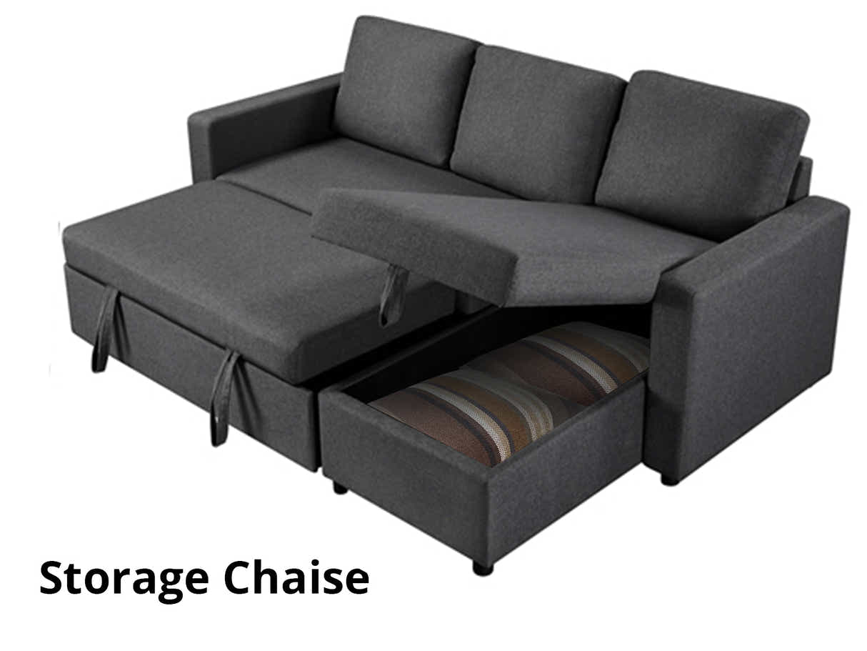Corey Pull Out Sofa Bed with Pillows - Grey