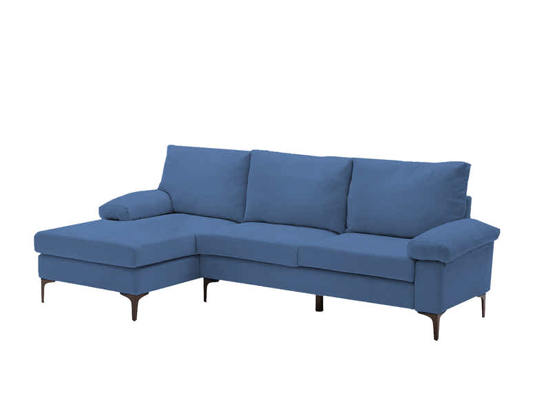 Adriana Linen Sectional Sofa - Blue