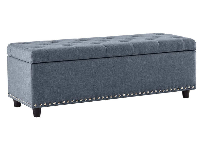 Toby Linen Ottoman Bench with Storage - Grey