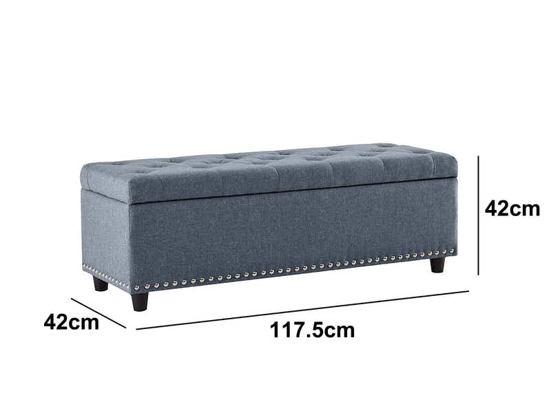 Toby Linen Ottoman Bench with Storage - Grey
