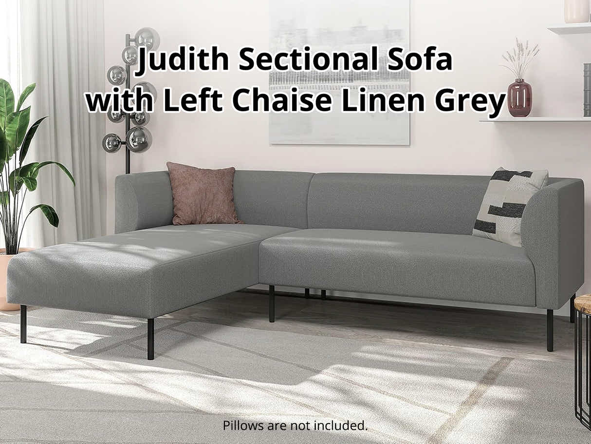 Judith Sectional Sofa with Left Chaise Linen Grey