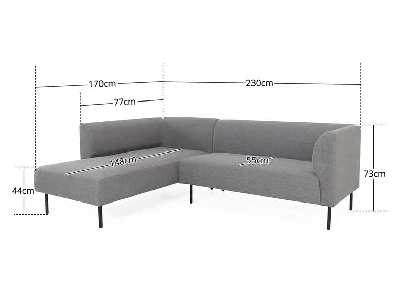 DS Judith Sectional Sofa with Left Chaise Linen Grey