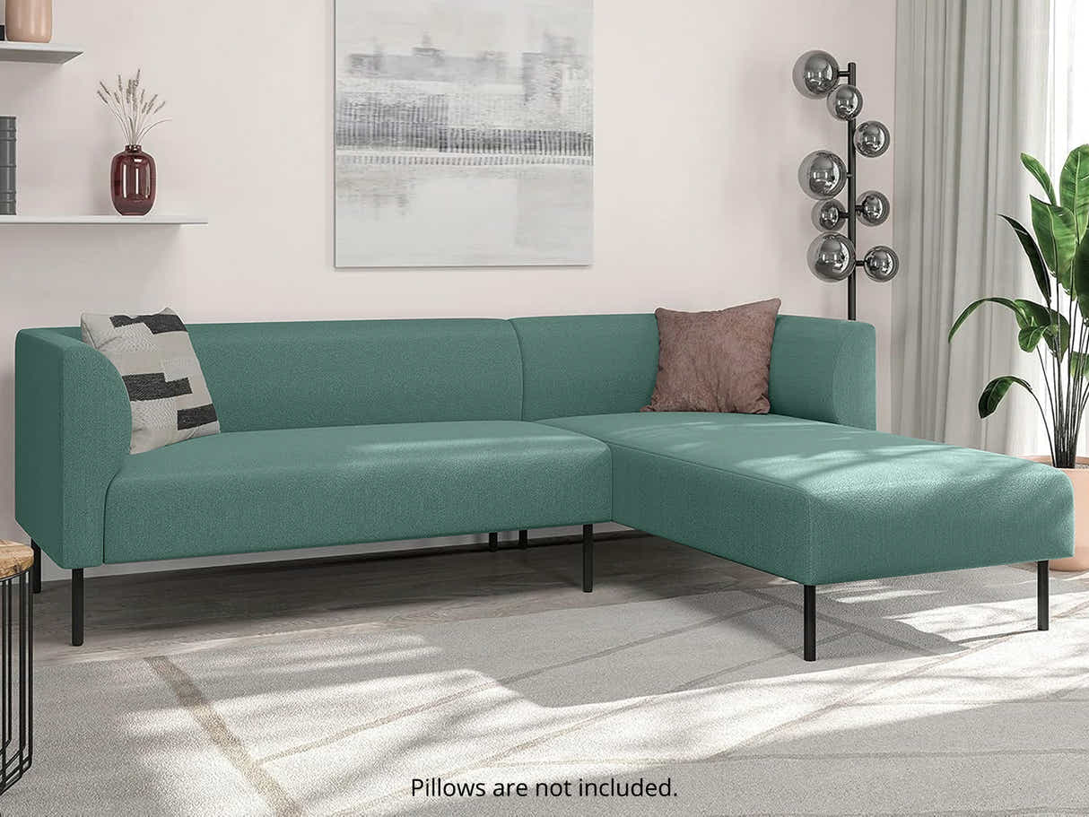 Judith Sectional Sofa with Right Chaise Linen Green