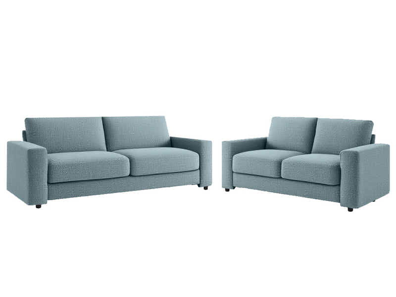 Chenille 3-Piece Sofa Set - Grey Blue