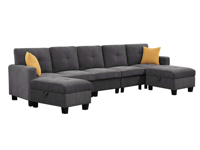 Paxton Chenille Modular Sofa Dark Grey 5+2
