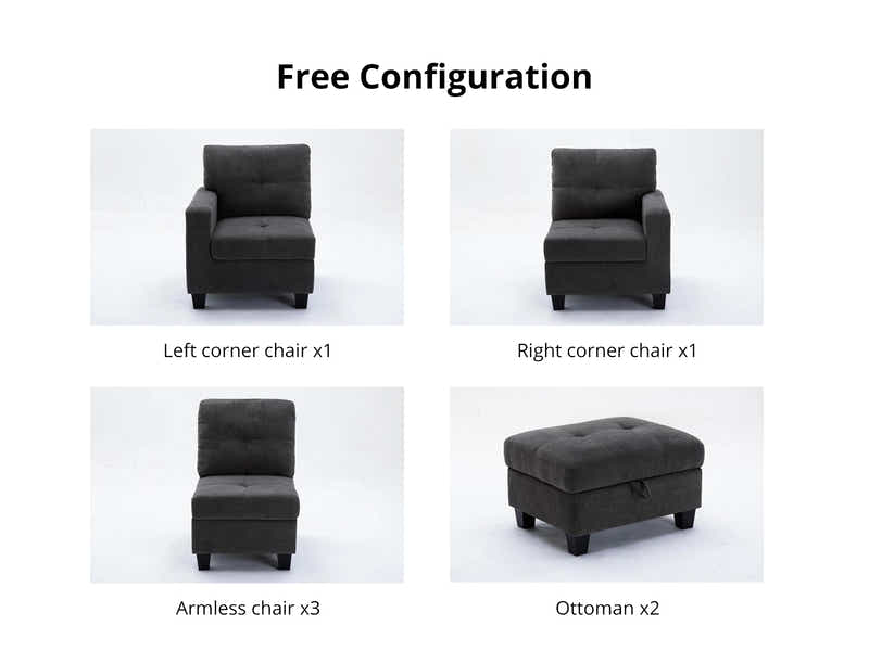 Paxton Chenille Modular Sofa Dark Grey 5+2