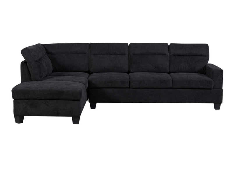 Delano Sectional Sofa with Left Chaise Linen Black