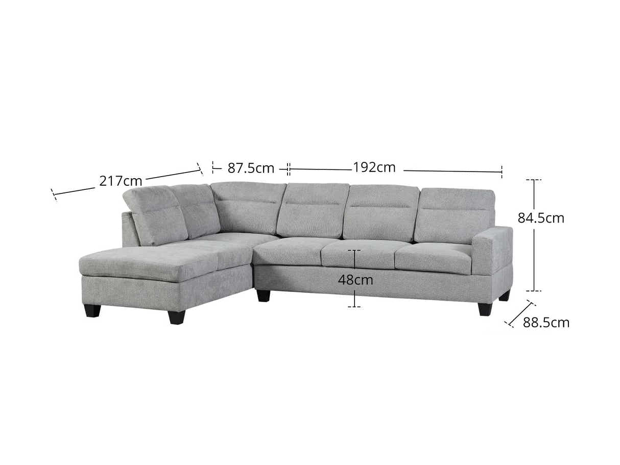 Delano Sectional Linen Sofa with Left Chaise - Grey
