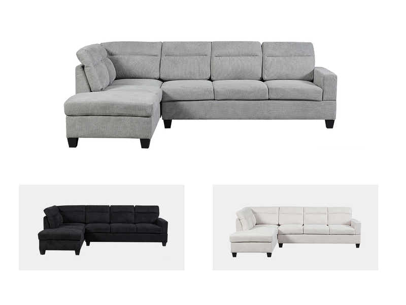 Delano Sectional Sofa with Left Chaise Linen Grey