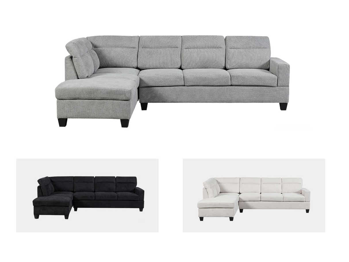 Delano Sectional Linen Sofa with Left Chaise - Grey