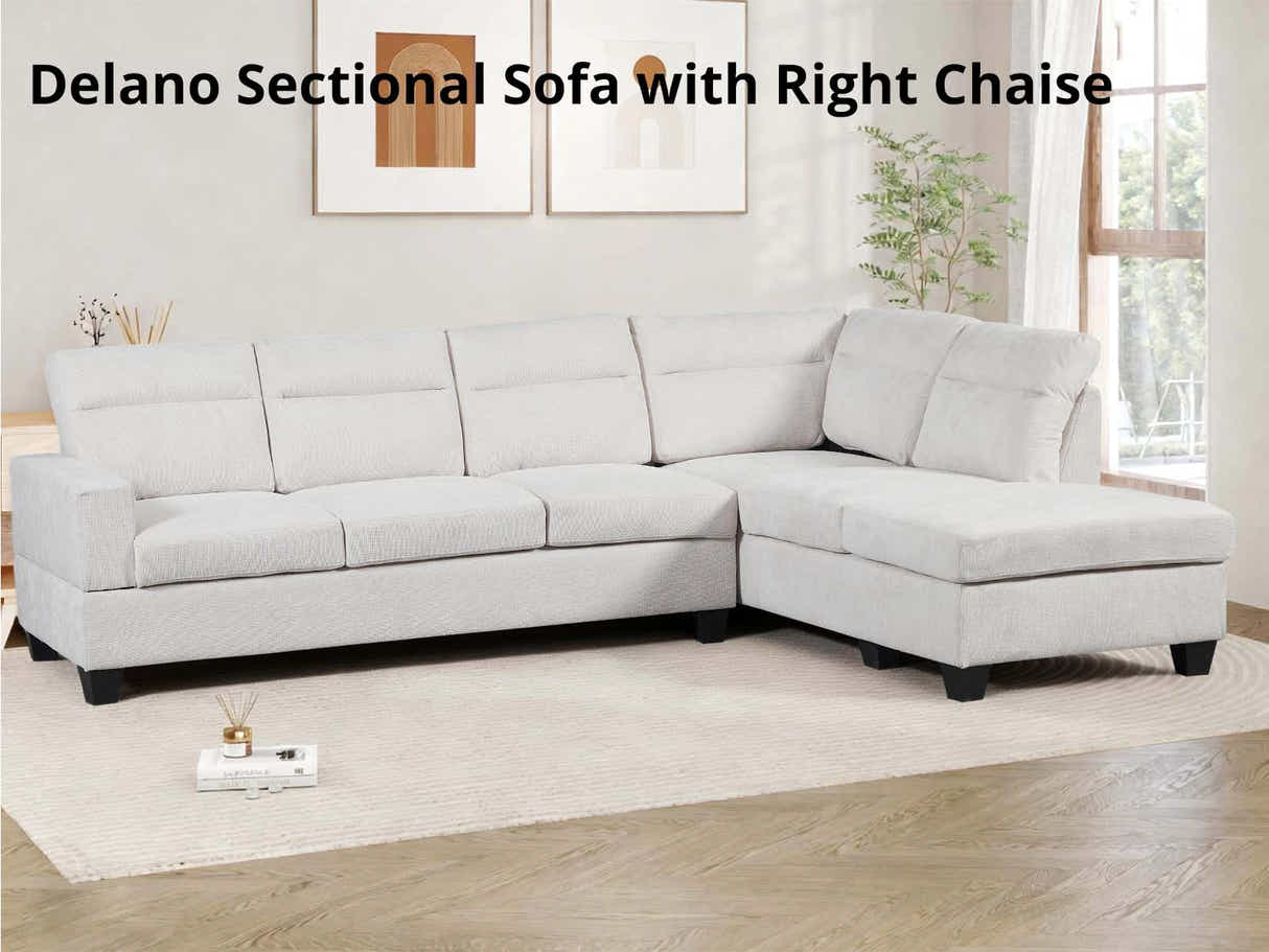 Delano Sectional Linen Sofa with Right Chaise - Beige