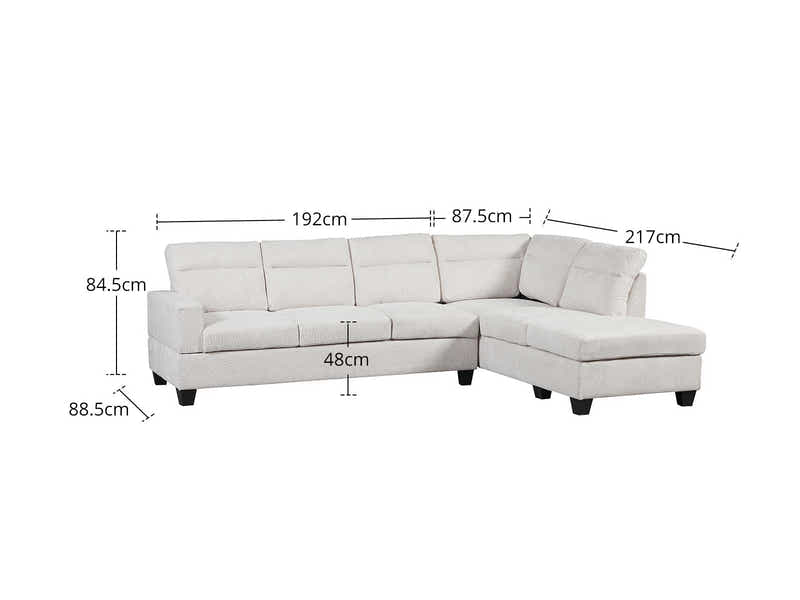 Delano Sectional Sofa with Right Chaise Linen Beige