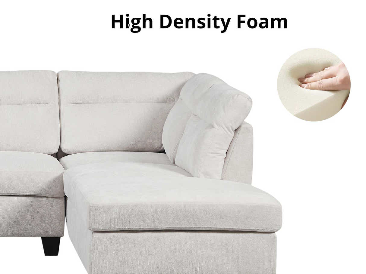 Delano Sectional Linen Sofa with Right Chaise - Beige