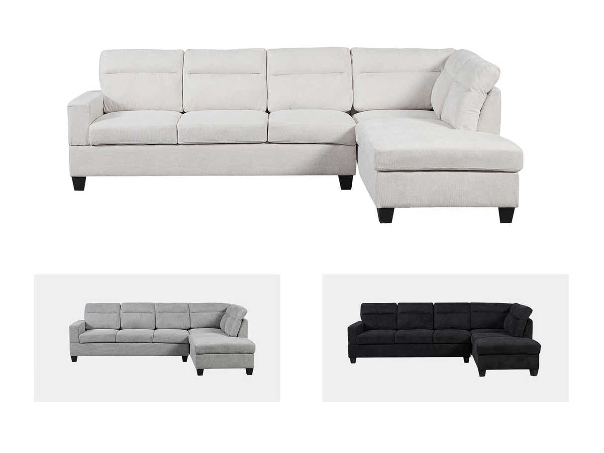 Delano Sectional Linen Sofa with Right Chaise - Beige
