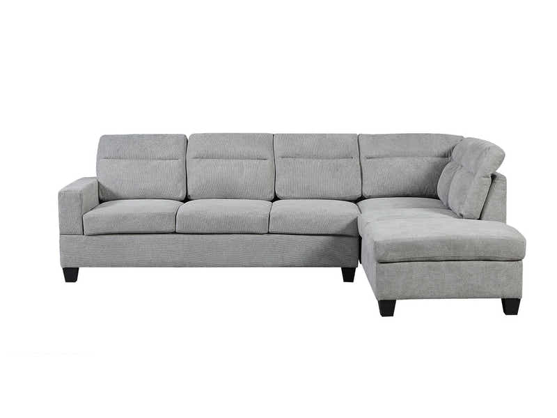 Delano Sectional Sofa with Right Chaise Linen Grey