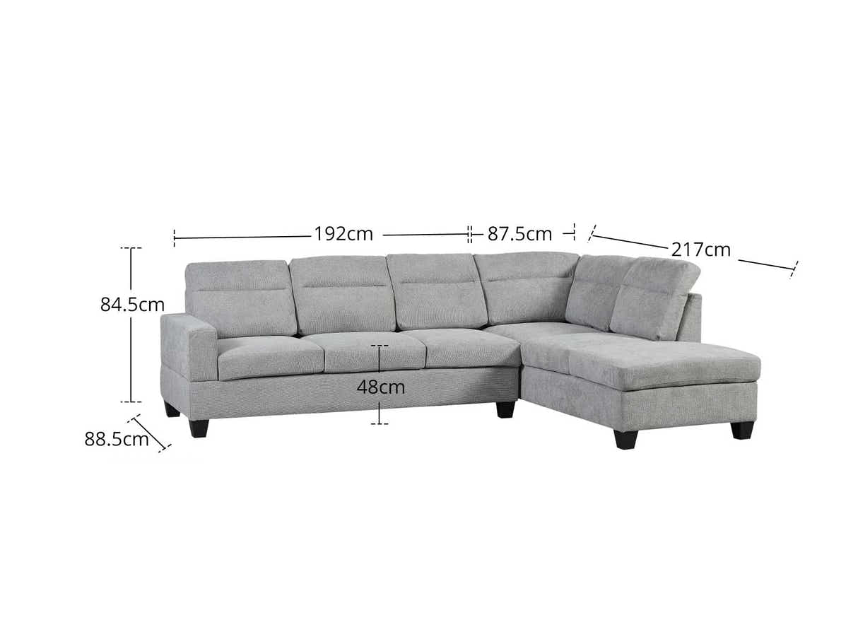 Delano Sectional Linen Sofa with Right Chaise - Grey